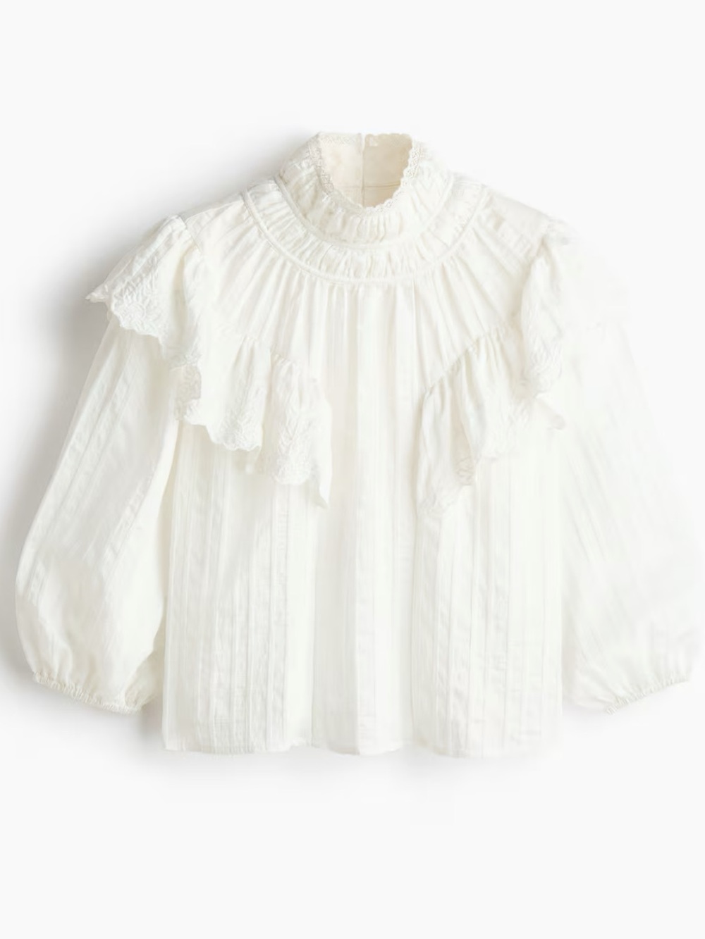 H&M Victorian-Inspired “Wuthering Heights” Founce-Trimmed High-Neck Blouse NWT - Picture 3 of 5